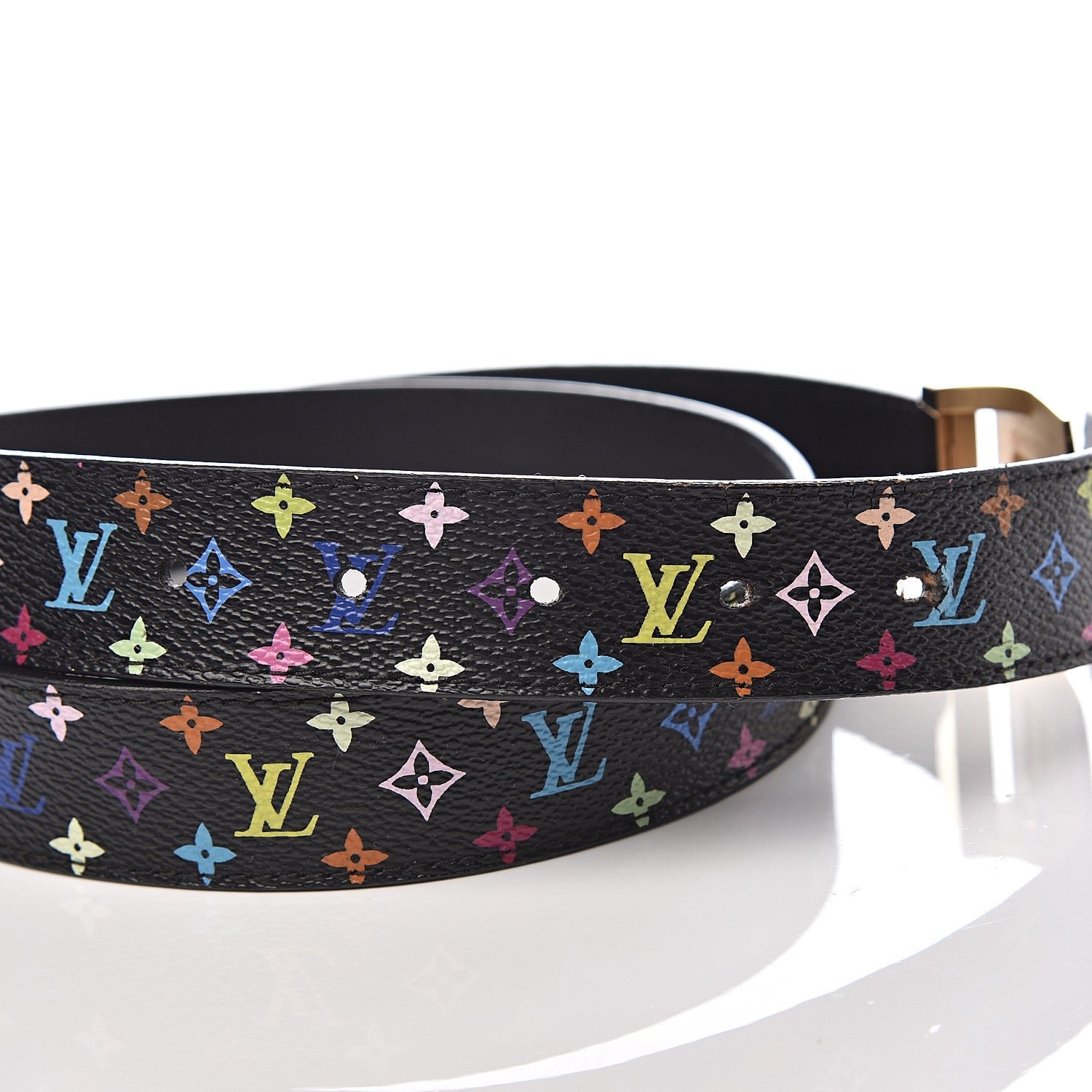Louis Vuitton Monogram Multicolor LV Cut Reversible Belt 85 34 Black 6 of 7