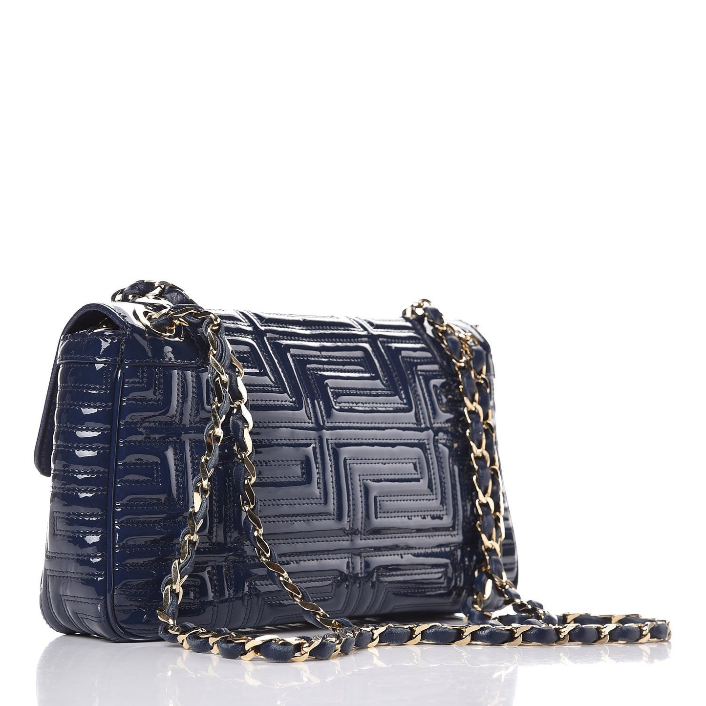 Patent Borsa Couture Shoulder Bag Navy