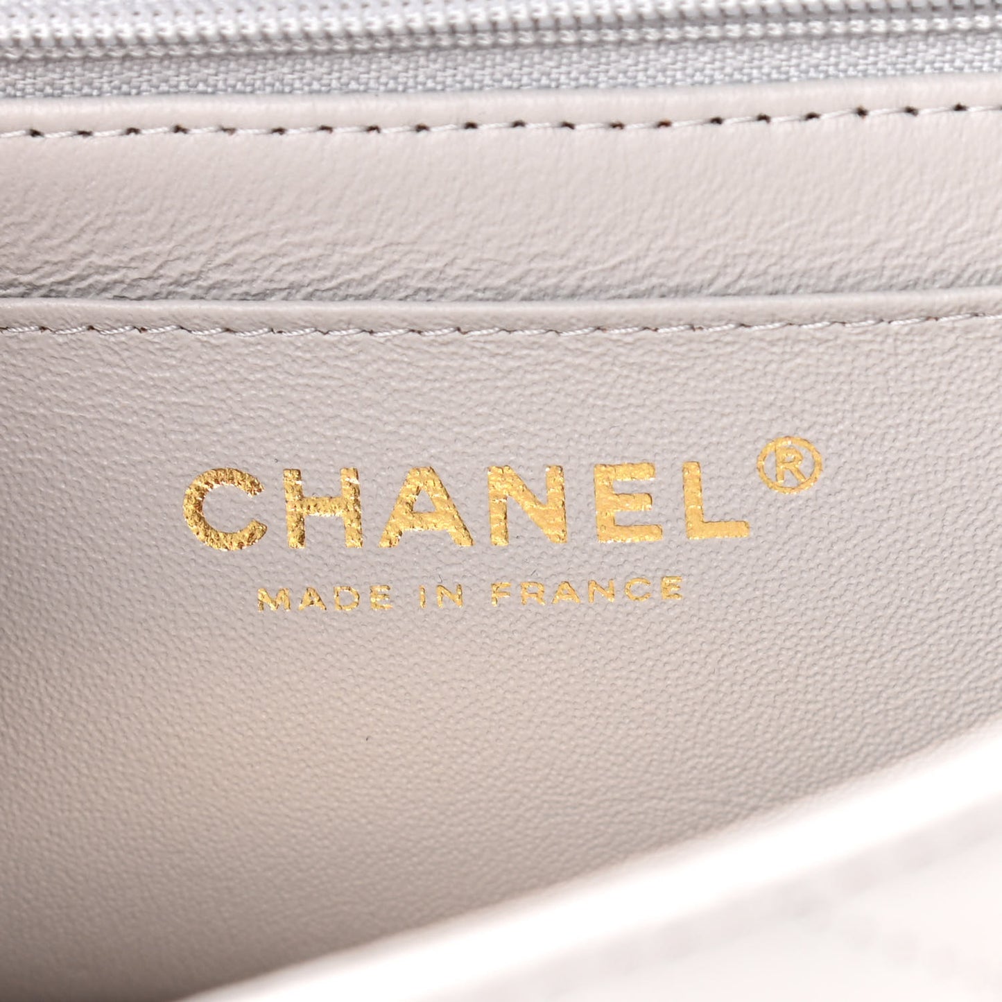 Lambskin Quilted Mini Top Handle Rectangular Flap Grey
