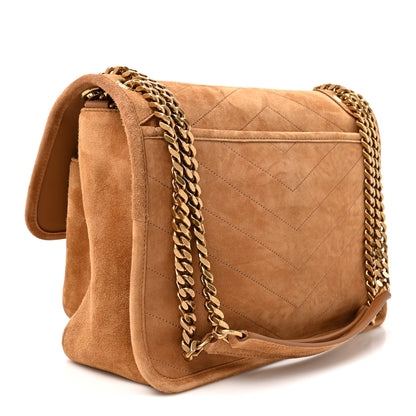 Saint Laurent Suede Monogram Medium Niki Chain Satchel Cinnamon 2 of 9
