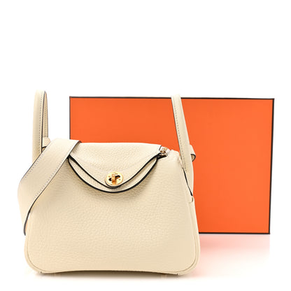 Hermes Taurillon Clemence Mini Lindy 20 So Cream 11 of 11