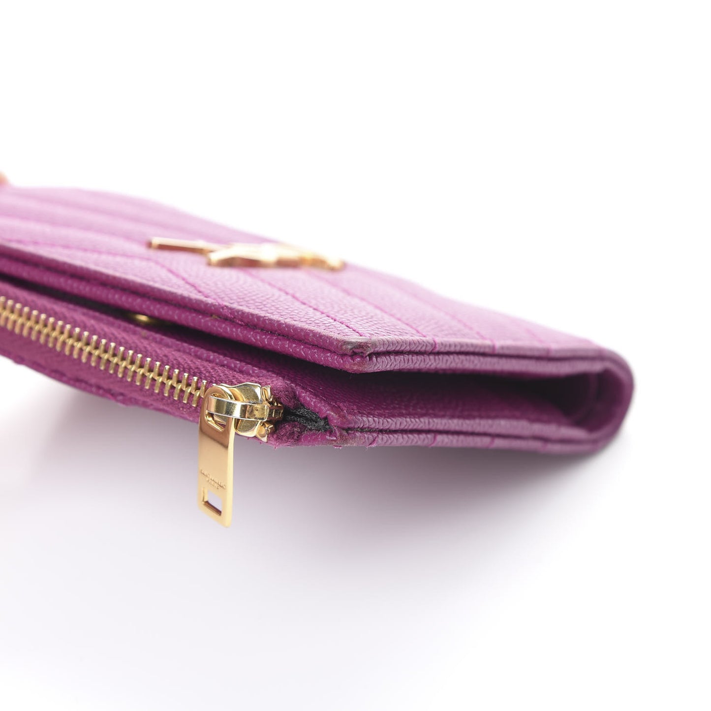 Grain De Poudre Matelasse Chevron Monogram Zipped Card Case Dark Grape