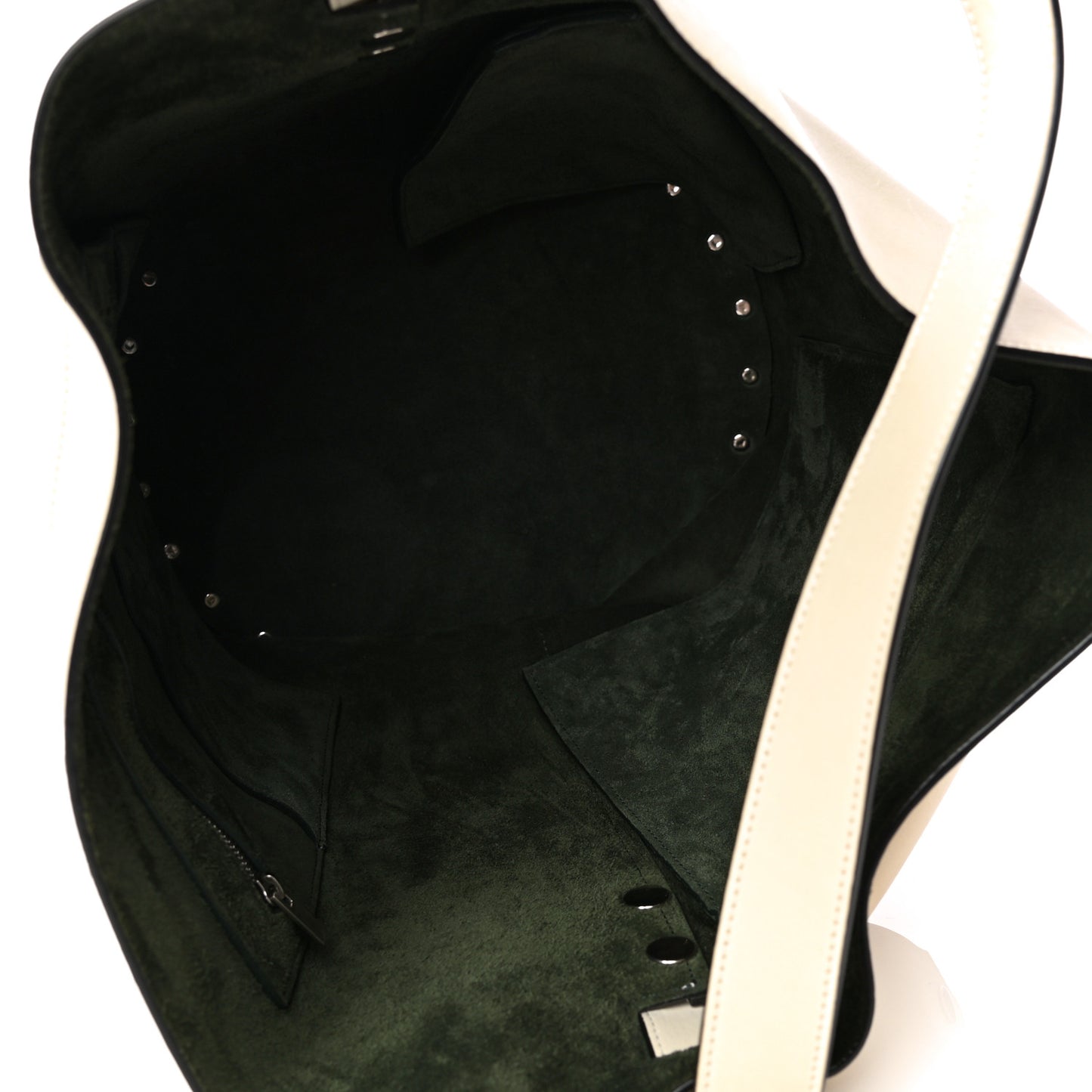 Natural Calfskin Biker Bucket Shoulder Bag White