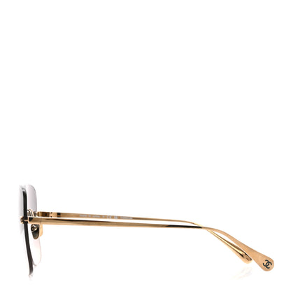 Chanel Titanium Rimless Square Sunglasses 4287-T Gold Gradient Green 3 of 8