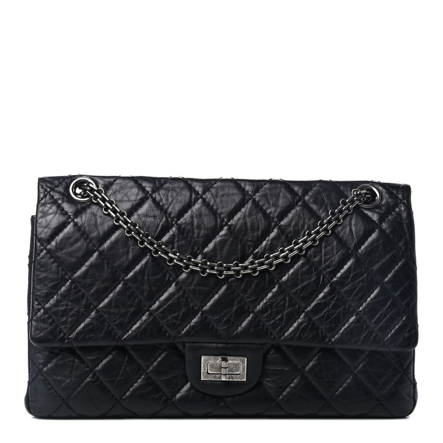 Aged Calfskin Quilted 2.55 Reissue 226 Flap Black