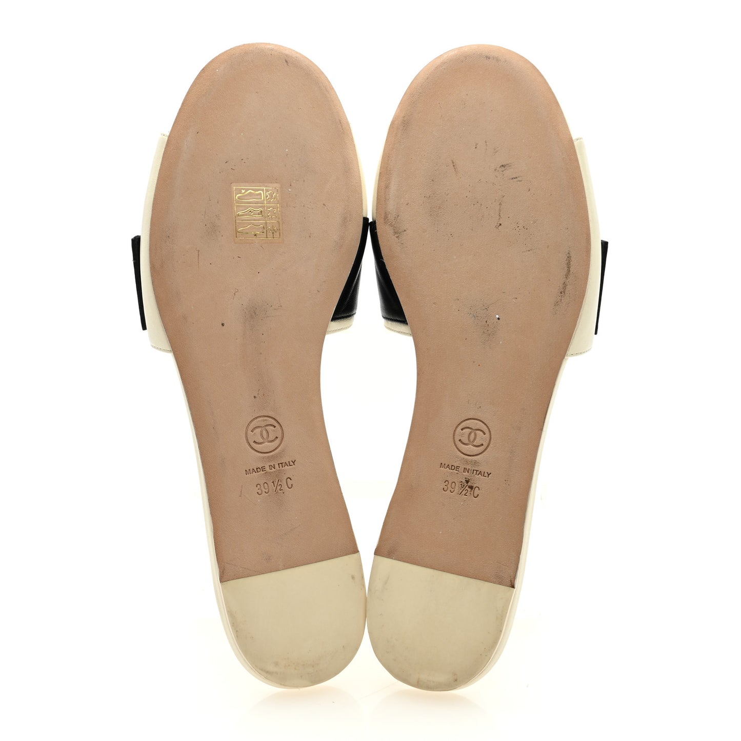 Lambskin Pearl Crystal CC Mules Sandals 39.5 Ivory Black