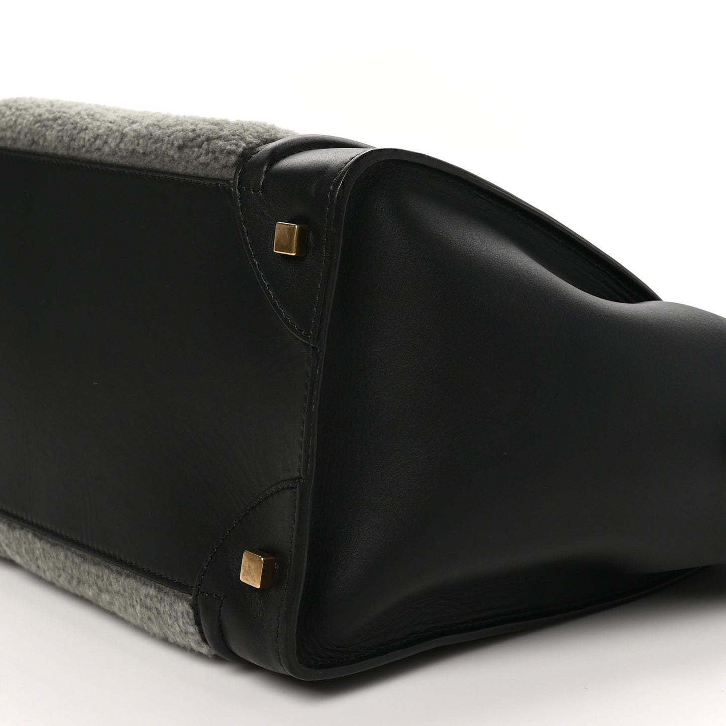Smooth Calfskin Shearling Bi-Color Mini Luggage Black Green