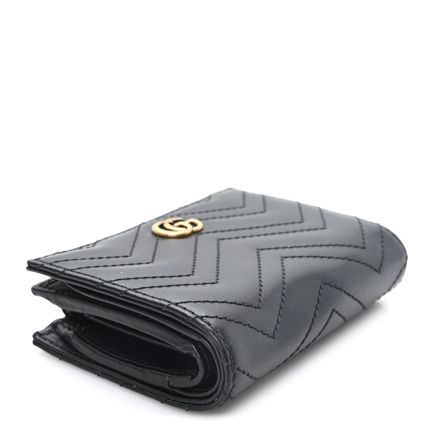 Gucci Calfskin Matelasse GG Marmont Card Case Wallet Black 4 of 8