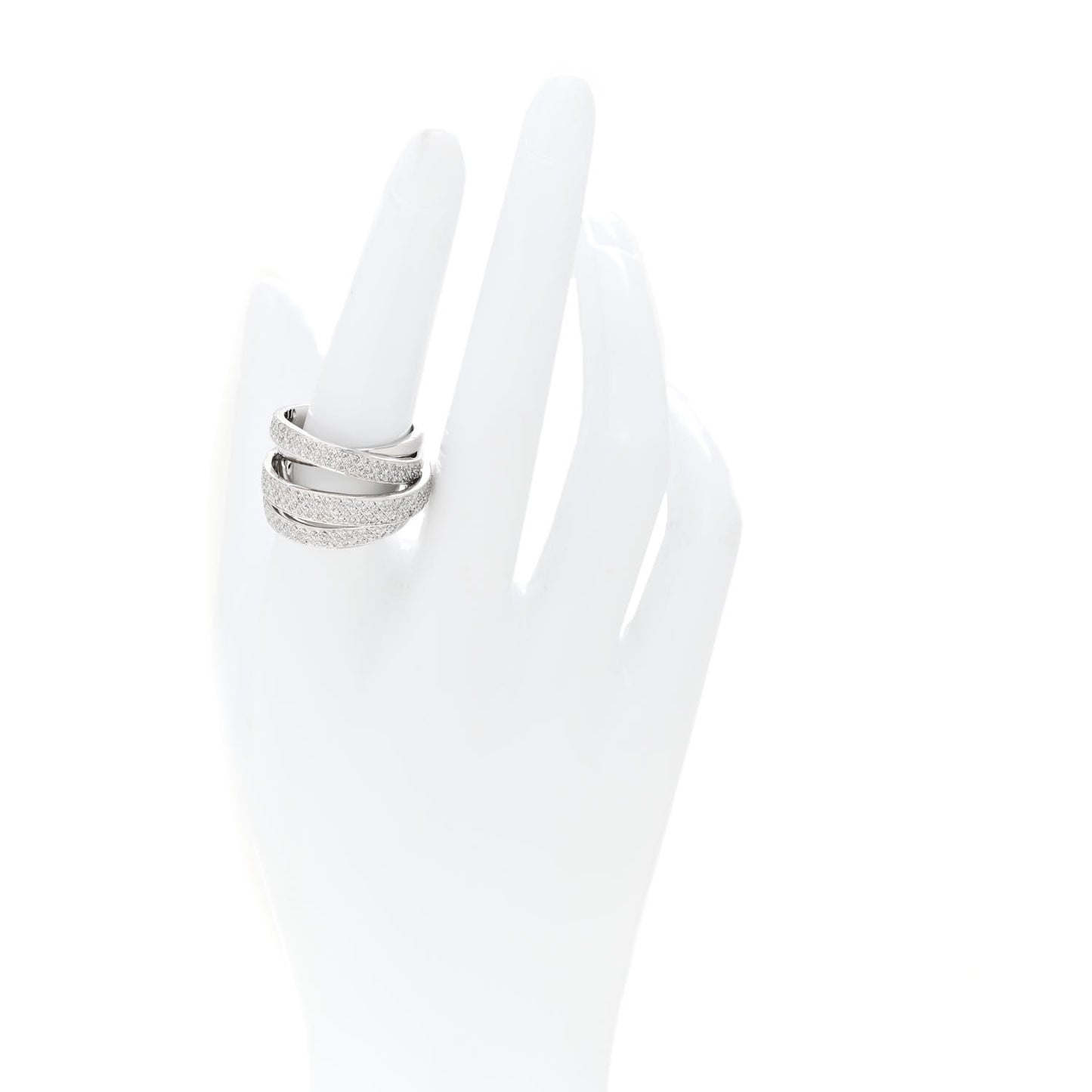 14K White Gold Diamond 1.16ctw Five Row Crossover Band Ring 56 7.5