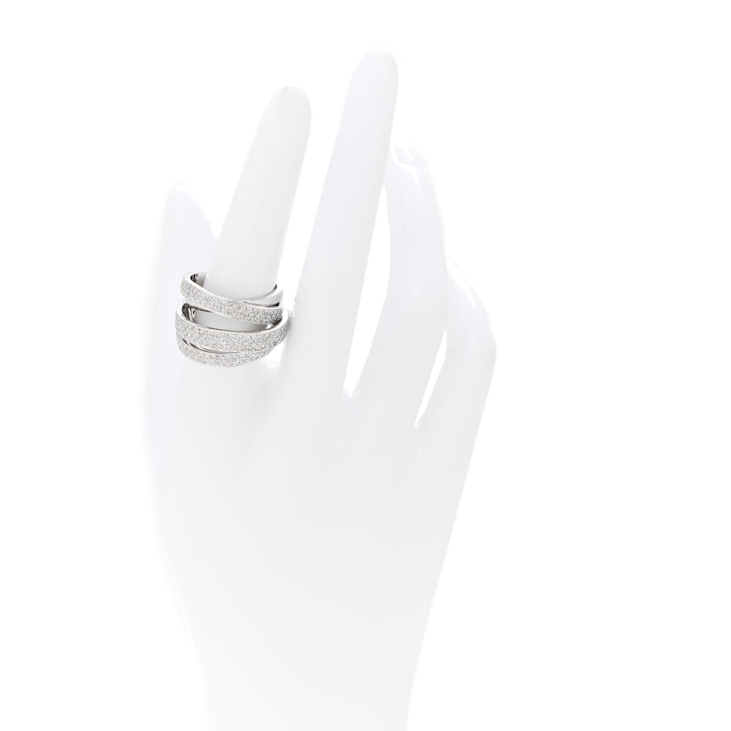 Parker & West by FASHIONPHILE 14K White Gold Diamond 1.16ctw Five Row Crossover Band Ring 56 7.5 2 of 5
