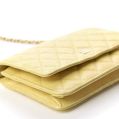 Chanel Iridescent Caviar Quilted Wallet on Chain WOC Yellow 6 of 12