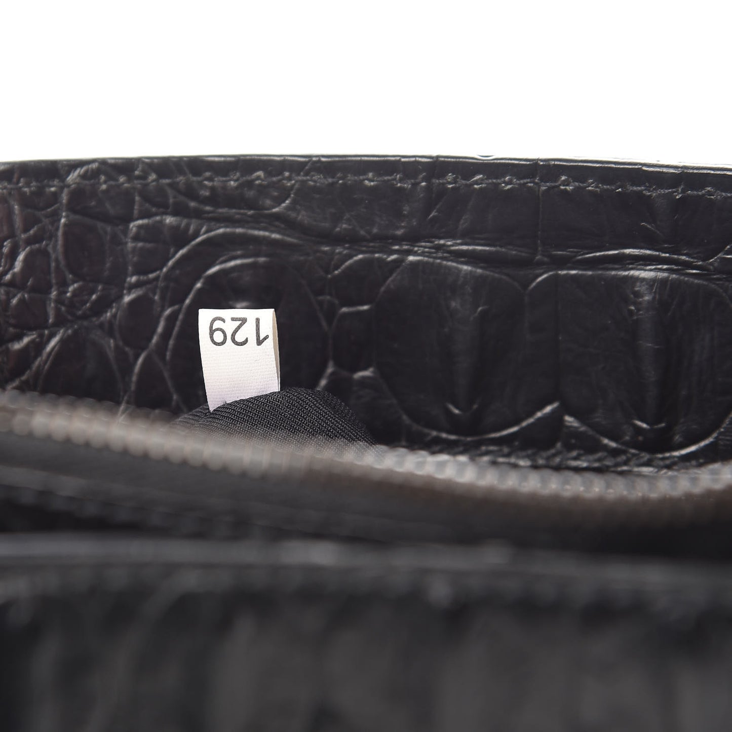 Calfskin Crocodile Embossed Top Handle Tote Black