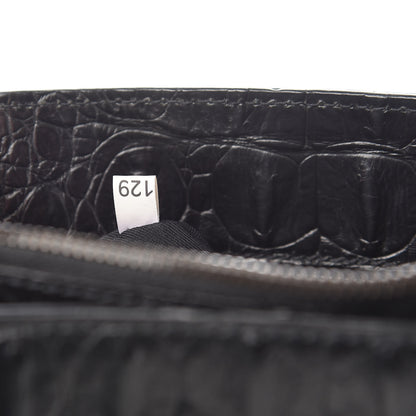 Miu Miu Calfskin Crocodile Embossed Top Handle Tote Black 7 of 9