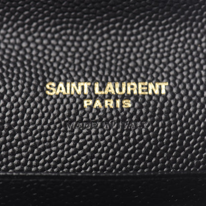 Saint Laurent Grain De Poudre Matelasse Chevron Small Monogram Envelope Wallet Black 5 of 7