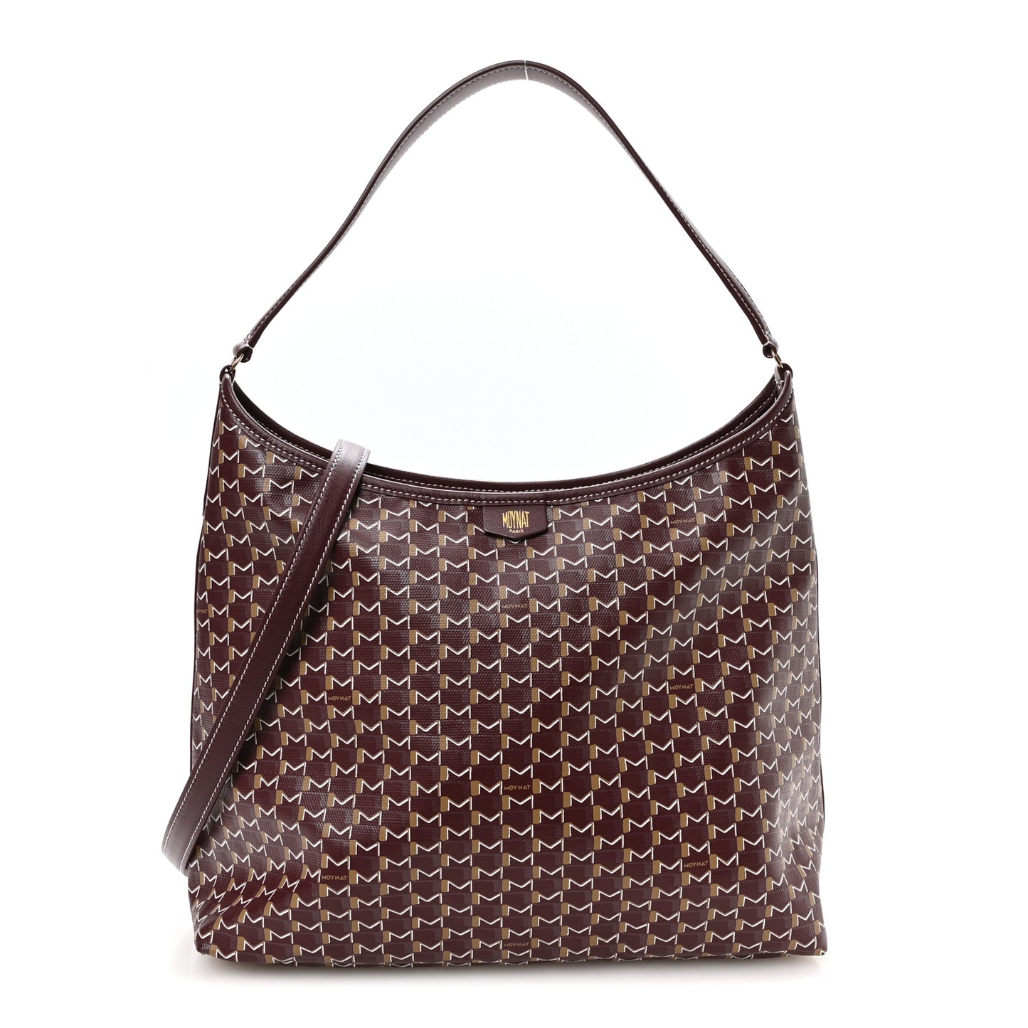 Calfskin Canvas M Hobo Bag Burgundy