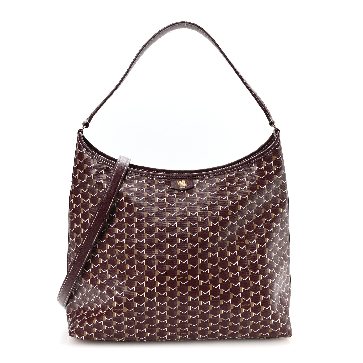 Moynat Calfskin Canvas M Hobo Bag Burgundy 1 of 9