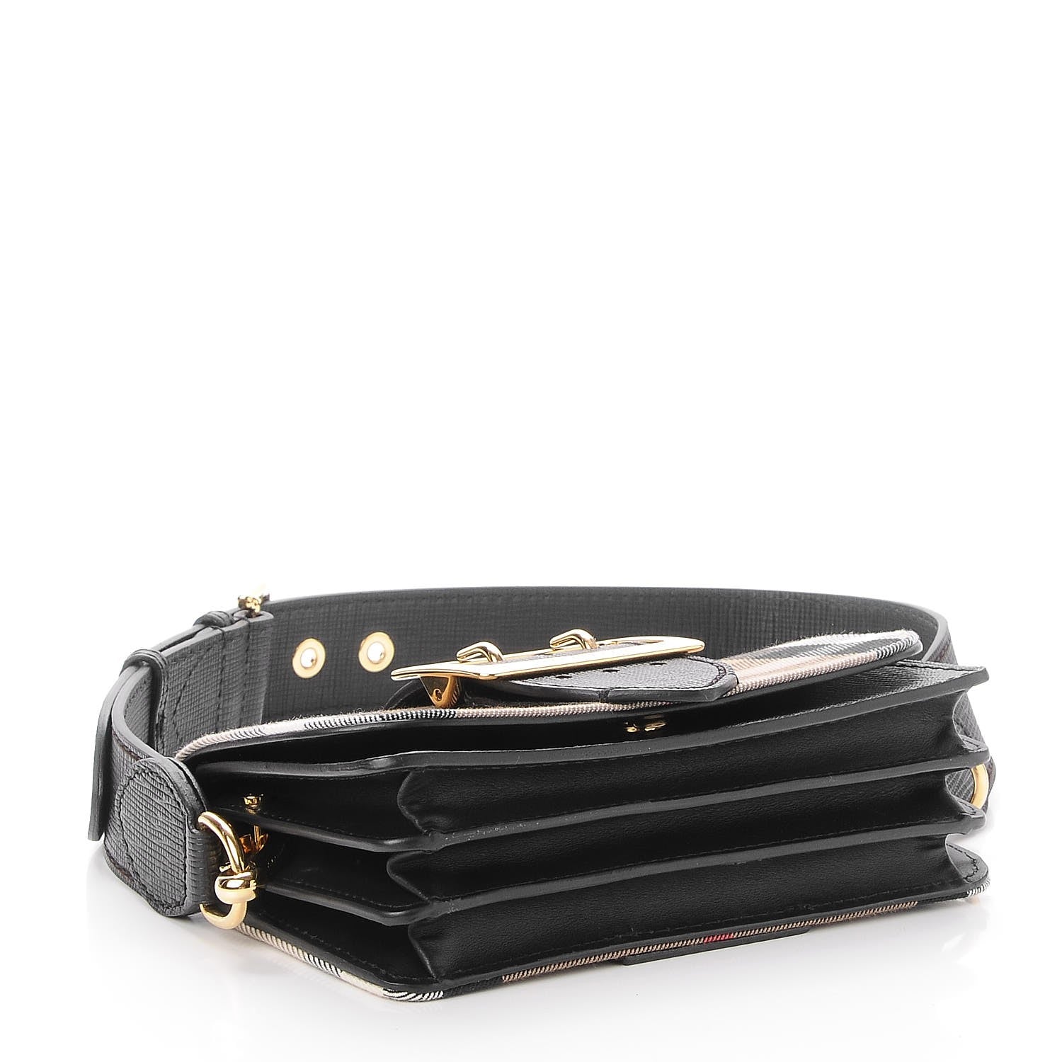 Burberry House Check Bridle Calfskin Small Buckle Bag Black 5 of 9