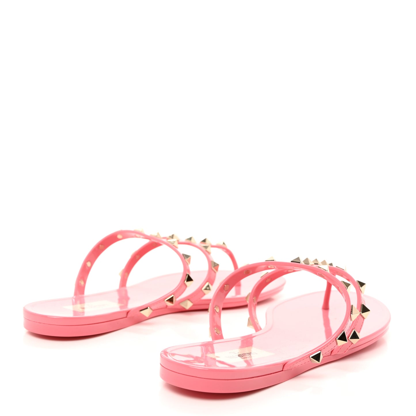 PVC Jelly Rockstud Caged Flat Thong Sandals 39 Dawn Pink