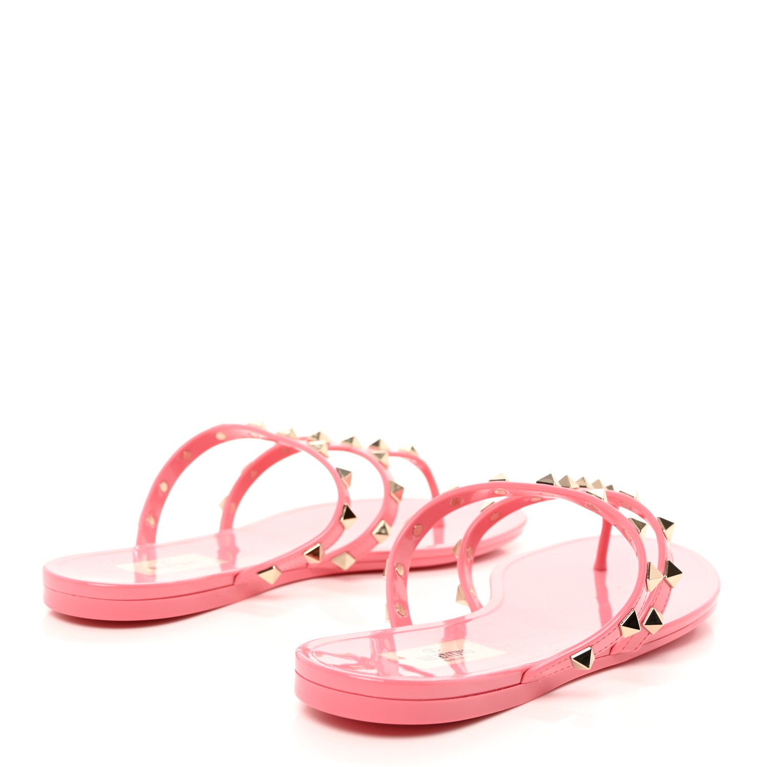 Valentino Garavani PVC Jelly Rockstud Caged Flat Thong Sandals 39 Dawn Pink 4 of 8