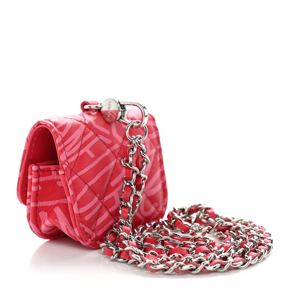 Chanel Lambskin Logo Printed Quilted Airpods Pro Case Dark Pink 2 of 10