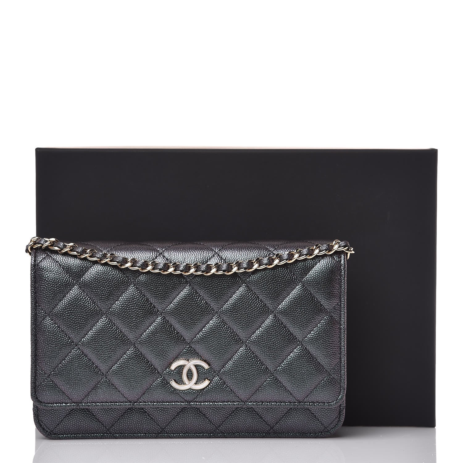 Chanel Iridescent Caviar Quilted Wallet On Chain WOC Black 12 of 12