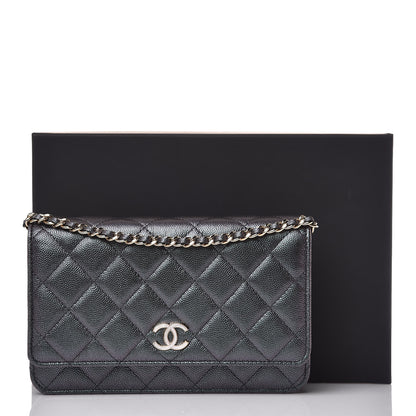 Chanel Iridescent Caviar Quilted Wallet On Chain WOC Black 12 of 12