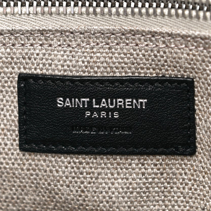 Saint Laurent Linen Calfskin Rive Gauche North South Tote Optic White 6 of 9