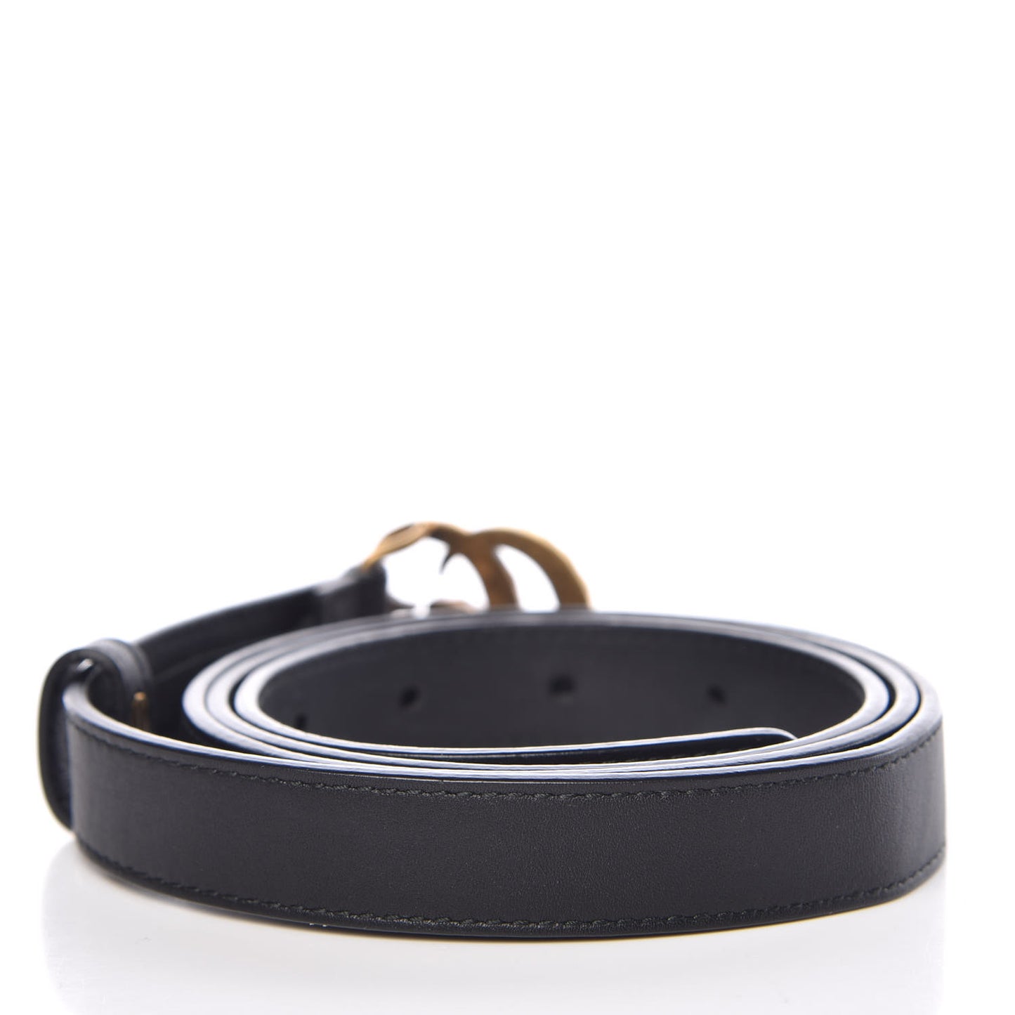 Calfskin Pearl Double G 20mm Belt 100 40 Black Cream