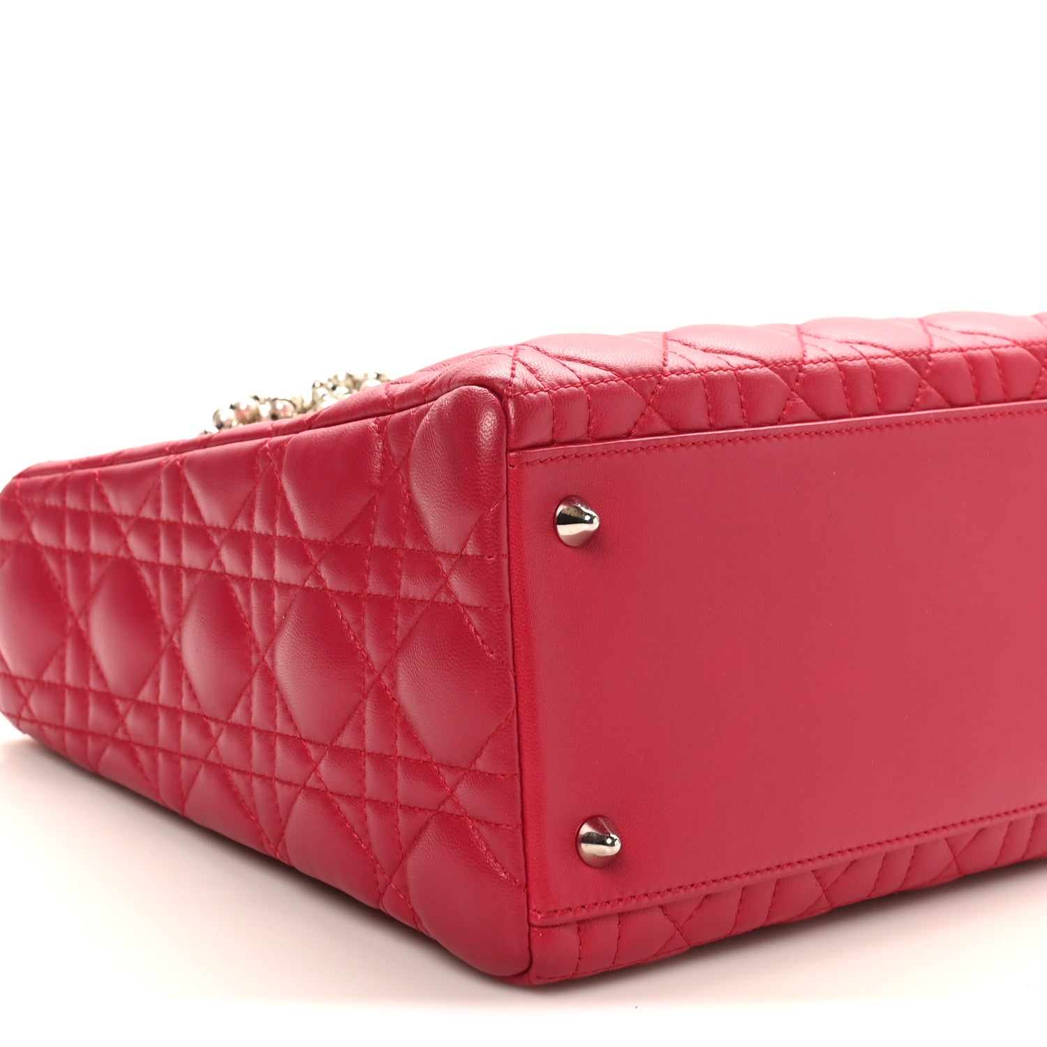 Christian Dior Lambskin Cannage Medium Pearl Lady Dior Dark Pink 9 of 11