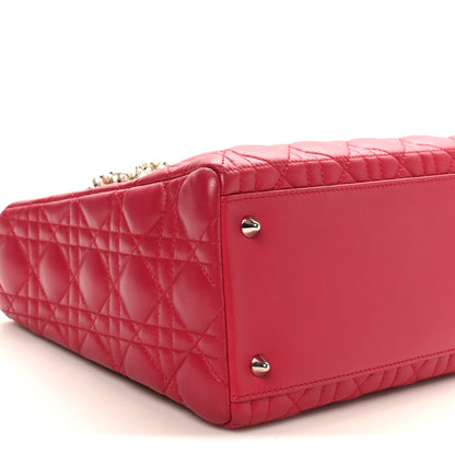 Christian Dior Lambskin Cannage Medium Pearl Lady Dior Dark Pink 9 of 11