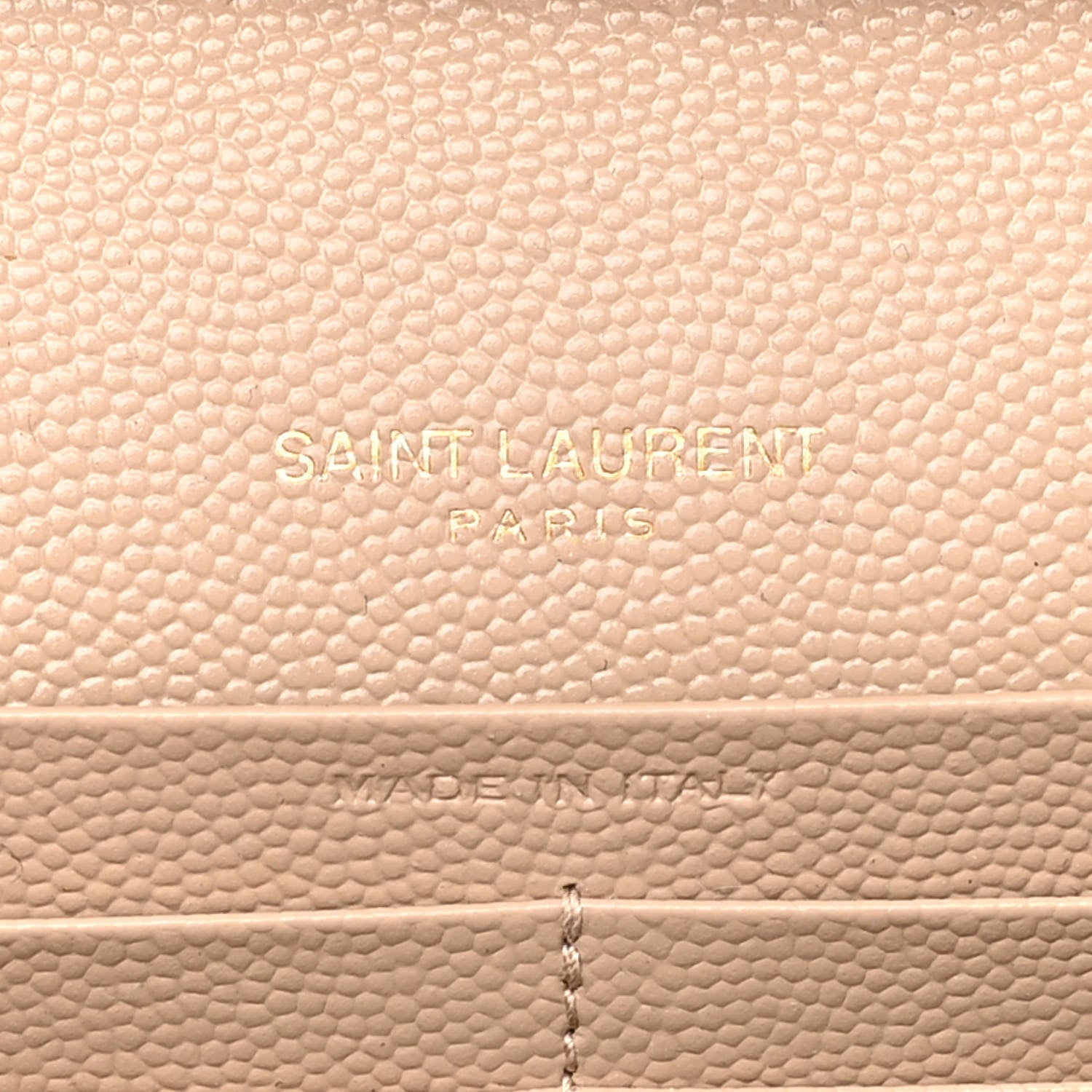 Saint Laurent Grain De Poudre Matelasse Chevron Monogram Chain Wallet Dark Beige 6 of 10
