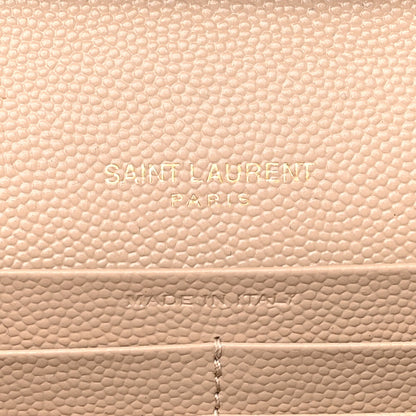 Saint Laurent Grain De Poudre Matelasse Chevron Monogram Chain Wallet Dark Beige 6 of 10