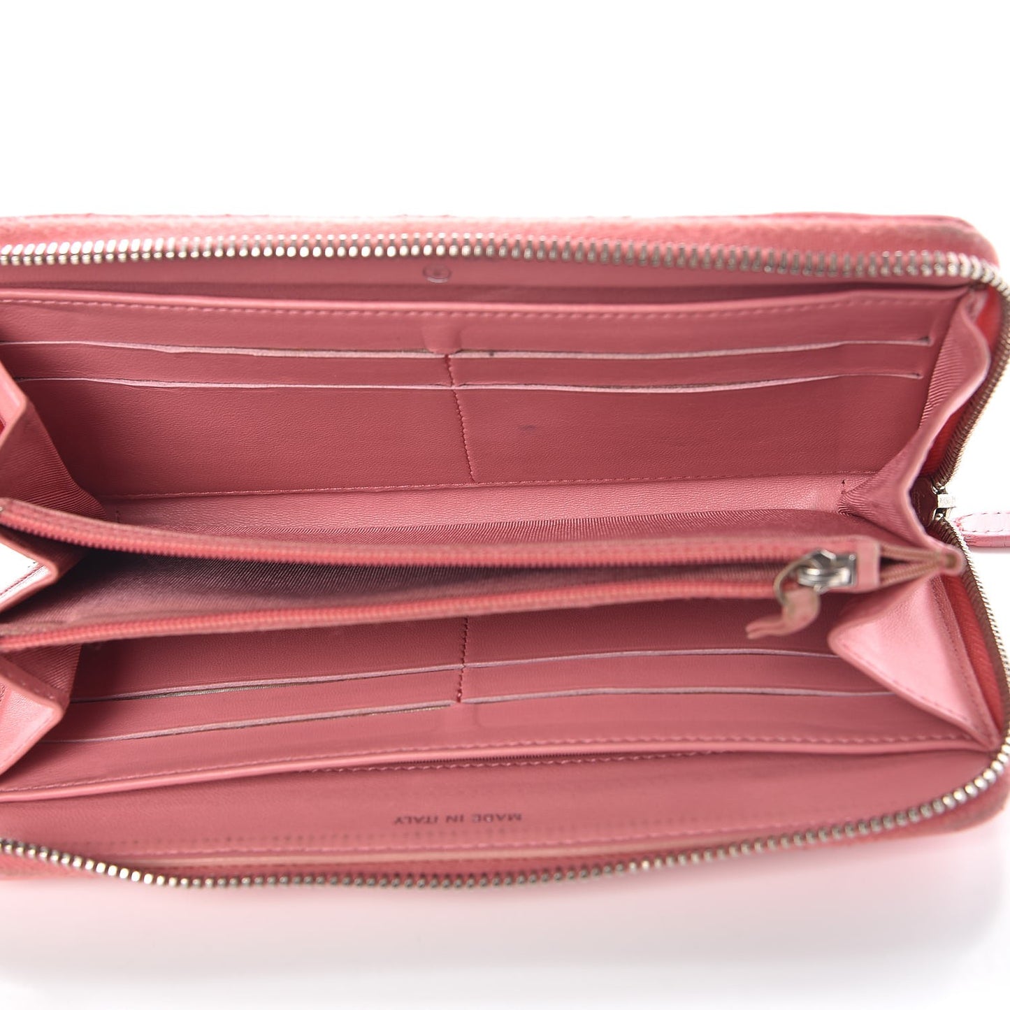 Lambskin Quilted Large Gusset Zip Around Wallet Pink