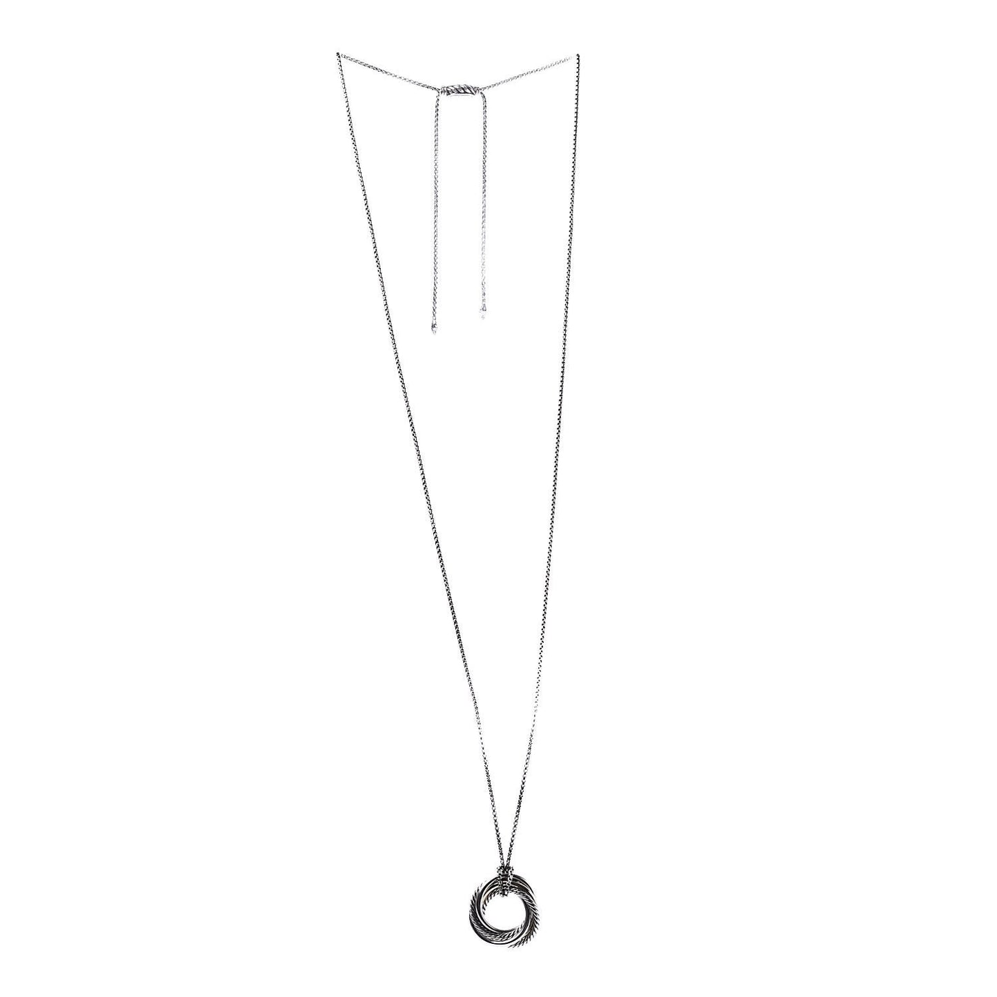 Sterling Silver 14K Yellow Gold 28mm Crossover Pendant Necklace
