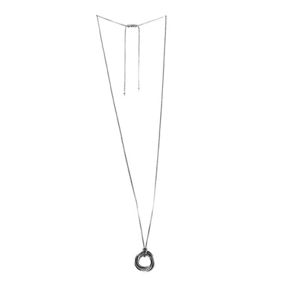 David Yurman Sterling Silver 14K Yellow Gold 28mm Crossover Pendant Necklace 3 of 5