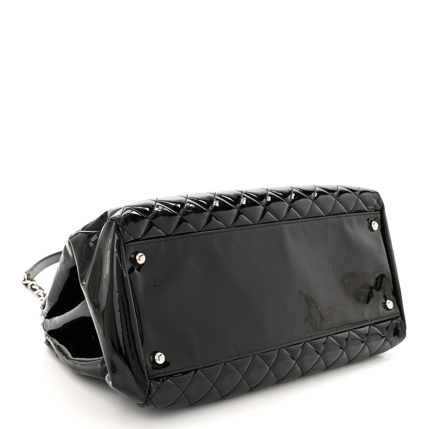 Patent Quilted Large Just Mademoiselle Bowling Bag Black