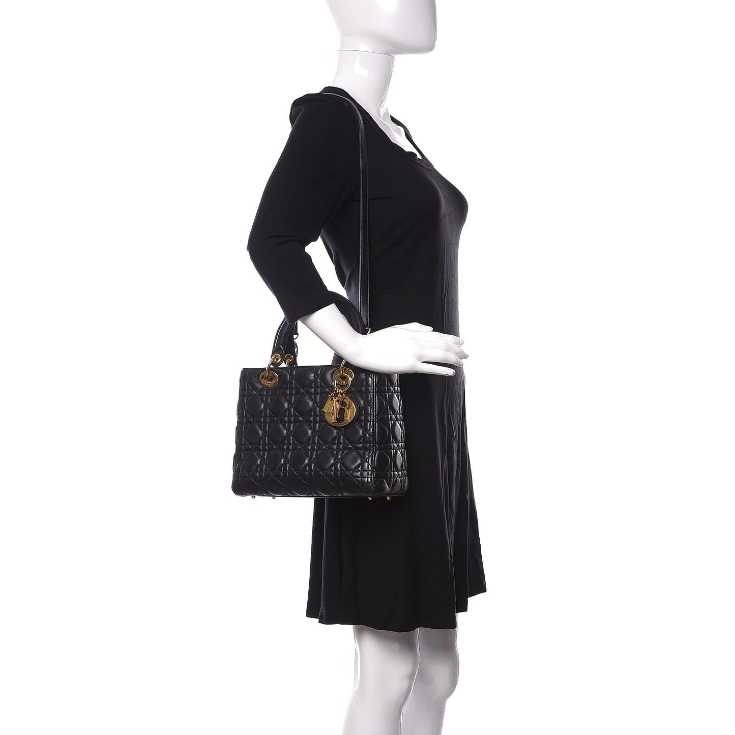 Lambskin Cannage Medium Lady Dior Black