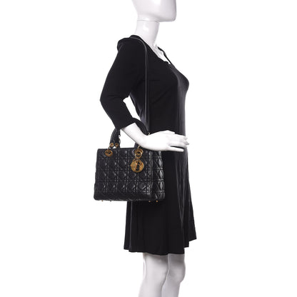 Christian Dior Lambskin Cannage Medium Lady Dior Black 2 of 11