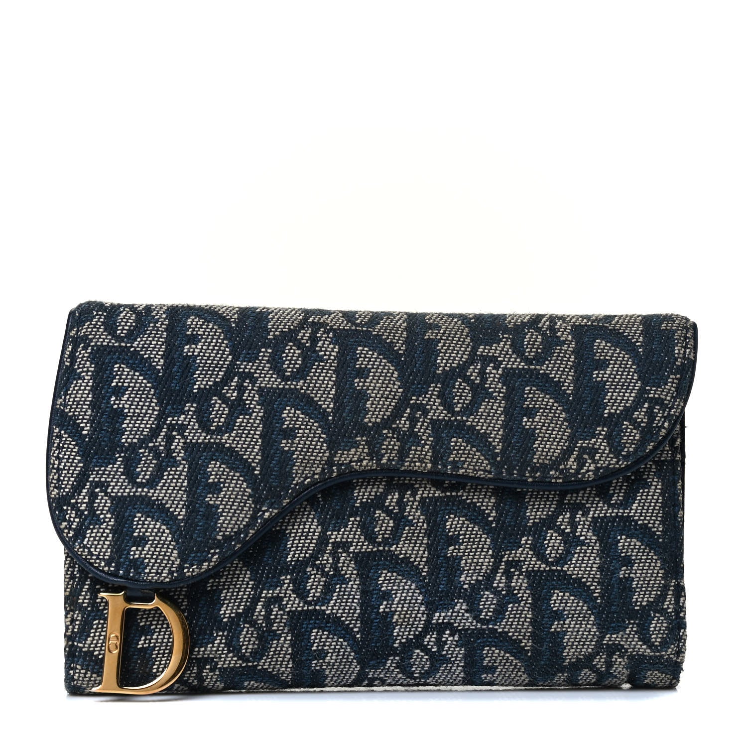 Christian Dior Monogram Saddle Wallet Navy 1 of 4