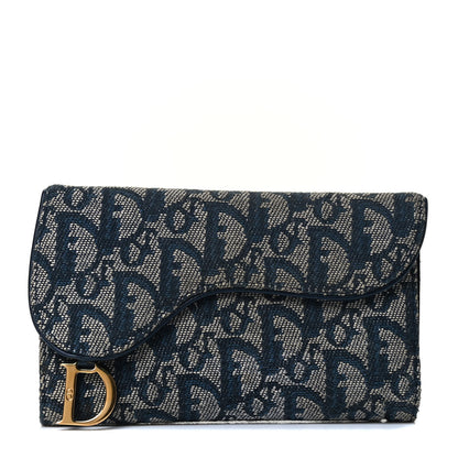 Christian Dior Monogram Saddle Wallet Navy 1 of 4