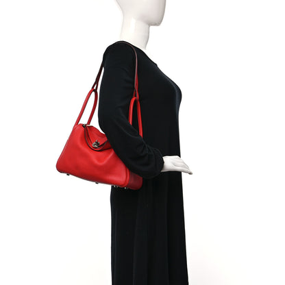 Hermes Taurillon Clemence Lindy 26 Rouge Pivoine 2 of 11