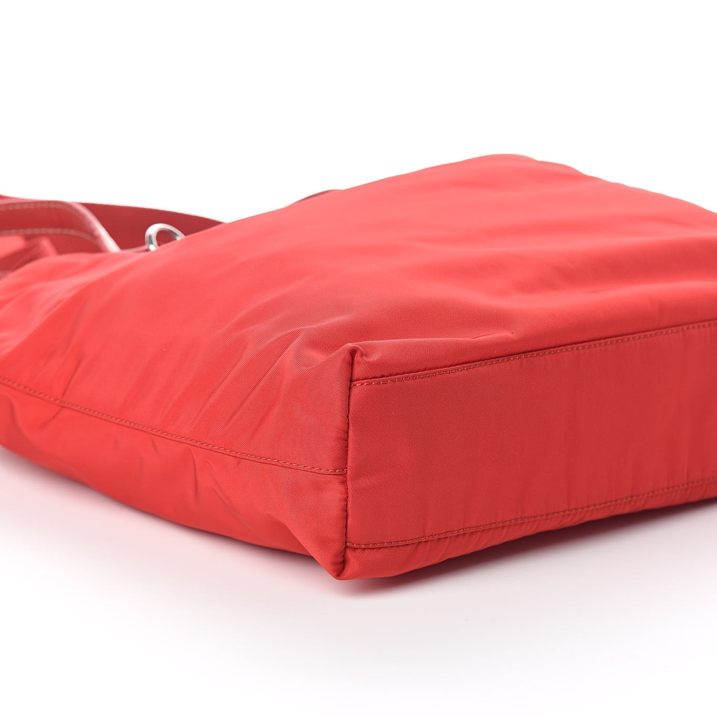 Tessuto Nylon Spazzolato Mini Shopping Tote Rosso