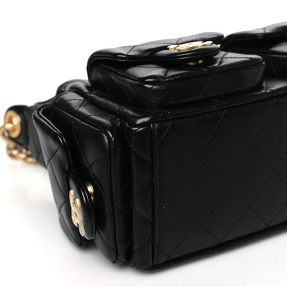 Chanel Shiny Lambskin Quilted Trendy Pockets Hobo Black 9 of 10