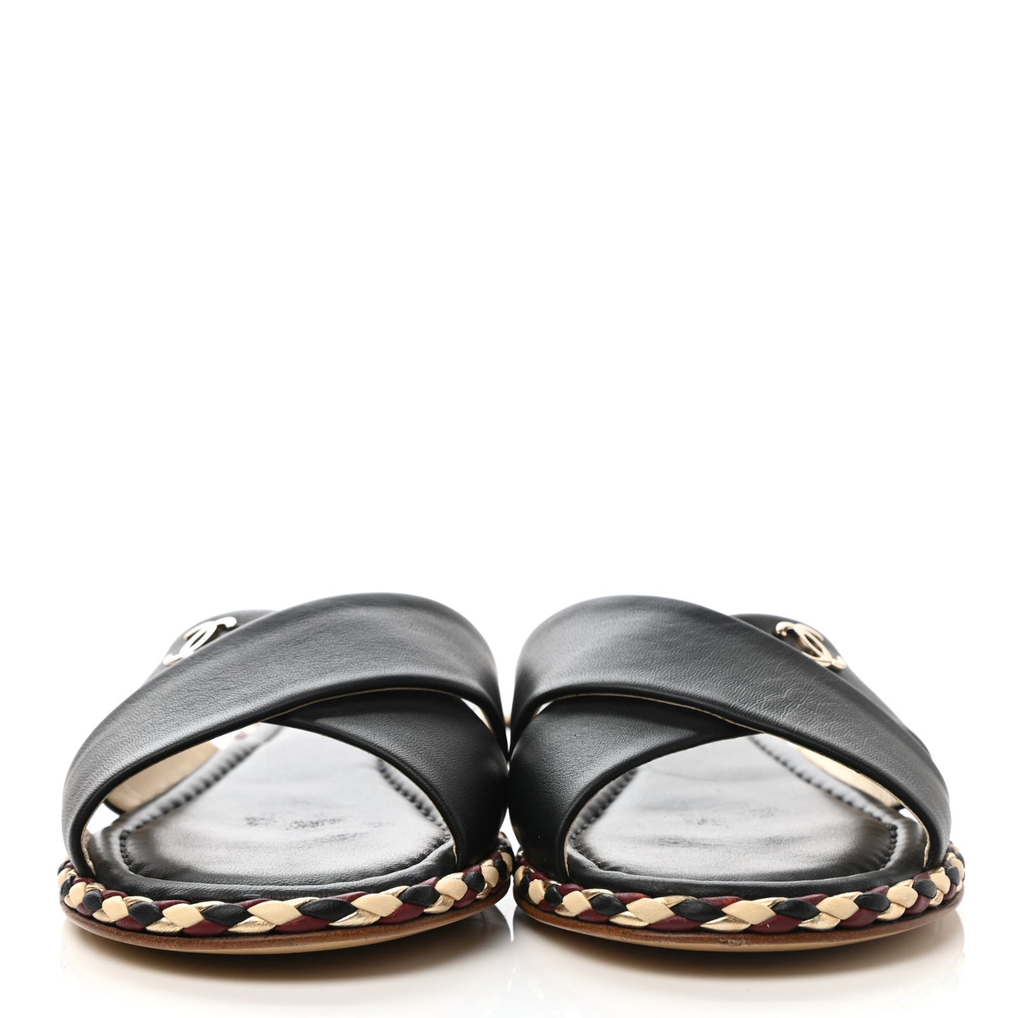 Lambskin Braided Mule Sandals 35 Black