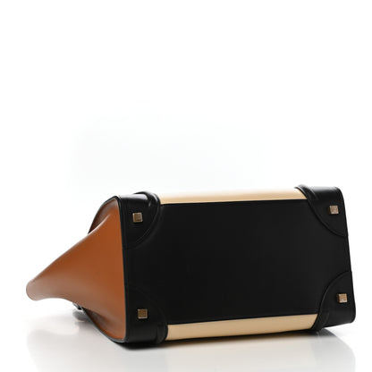 Celine Satin Calfskin Suede Mini Tri-Color Luggage Seashell 4 of 11