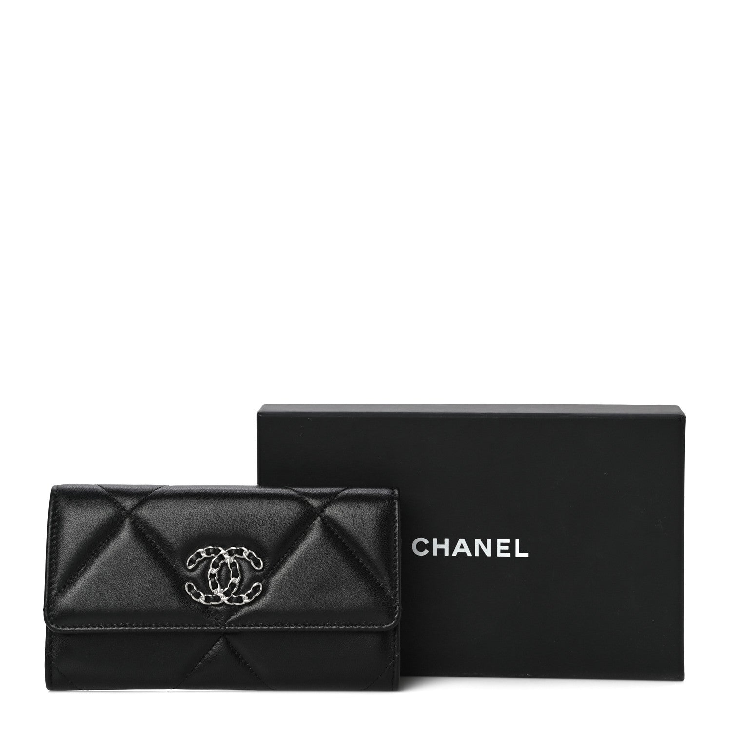 Chanel Lambskin Quilted Chanel 19 Flap Wallet Black 14 of 14