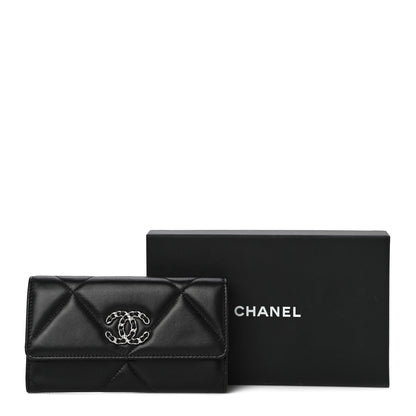 Chanel Lambskin Quilted Chanel 19 Flap Wallet Black 14 of 14
