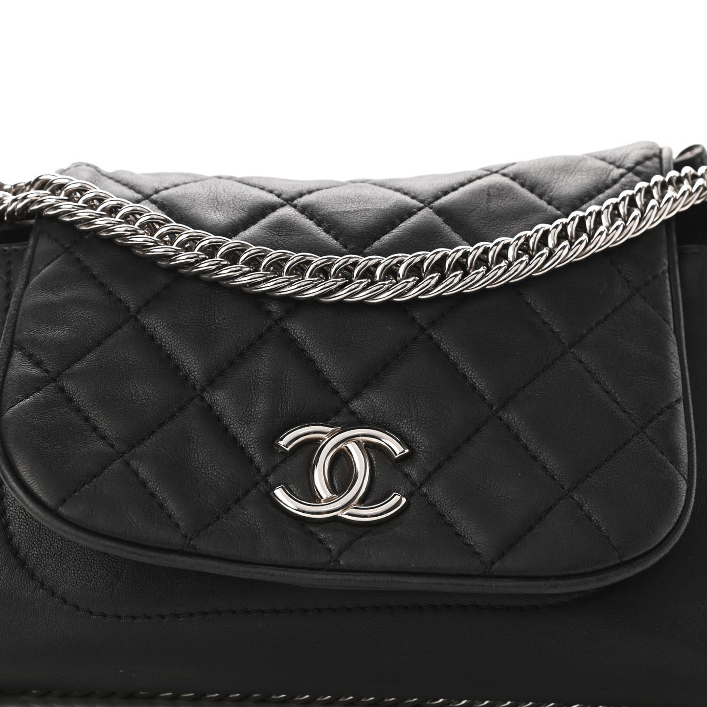 Sheepskin Quilted Accordion Flap Black