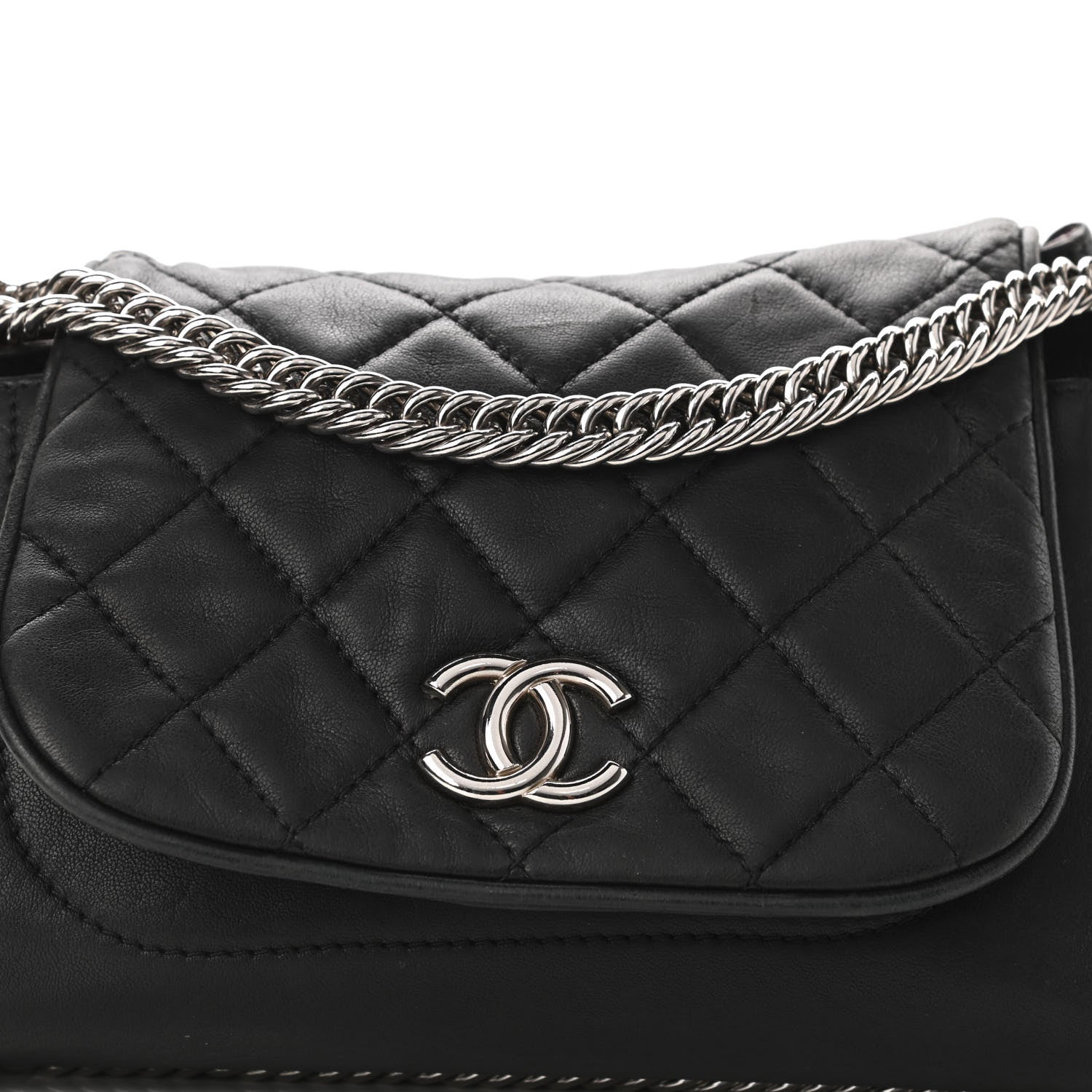 Chanel Sheepskin Quilted Accordion Flap Black 7 of 9