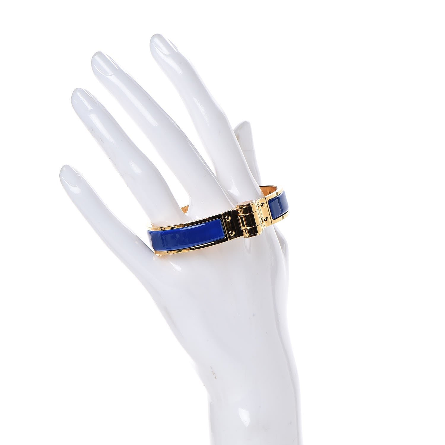Hermes Enamel Charniere Uni Narrow Hinged Bracelet S Bleu Royal 2 of 6
